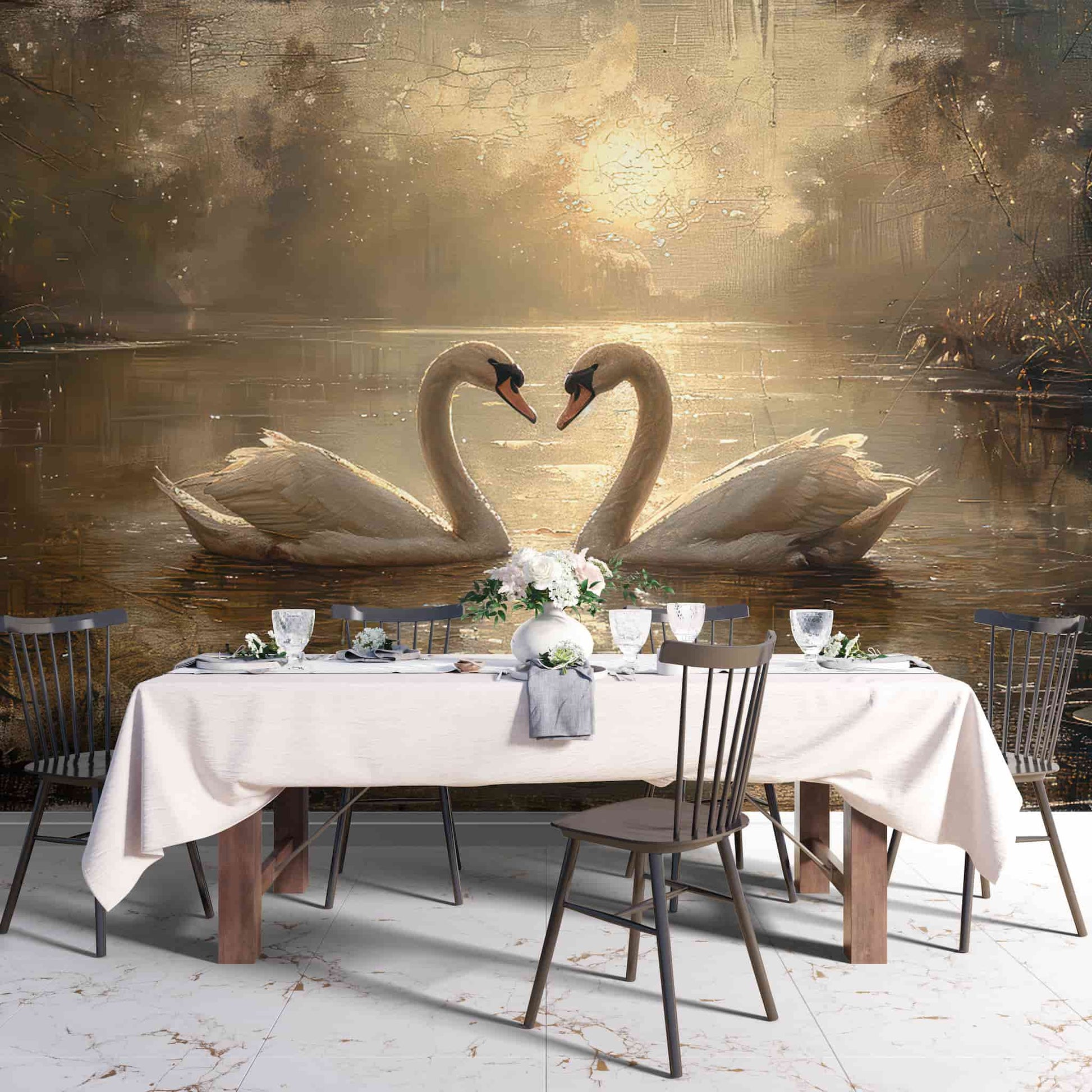 Swans on the Lake Landscape Wall Decal YH-05064