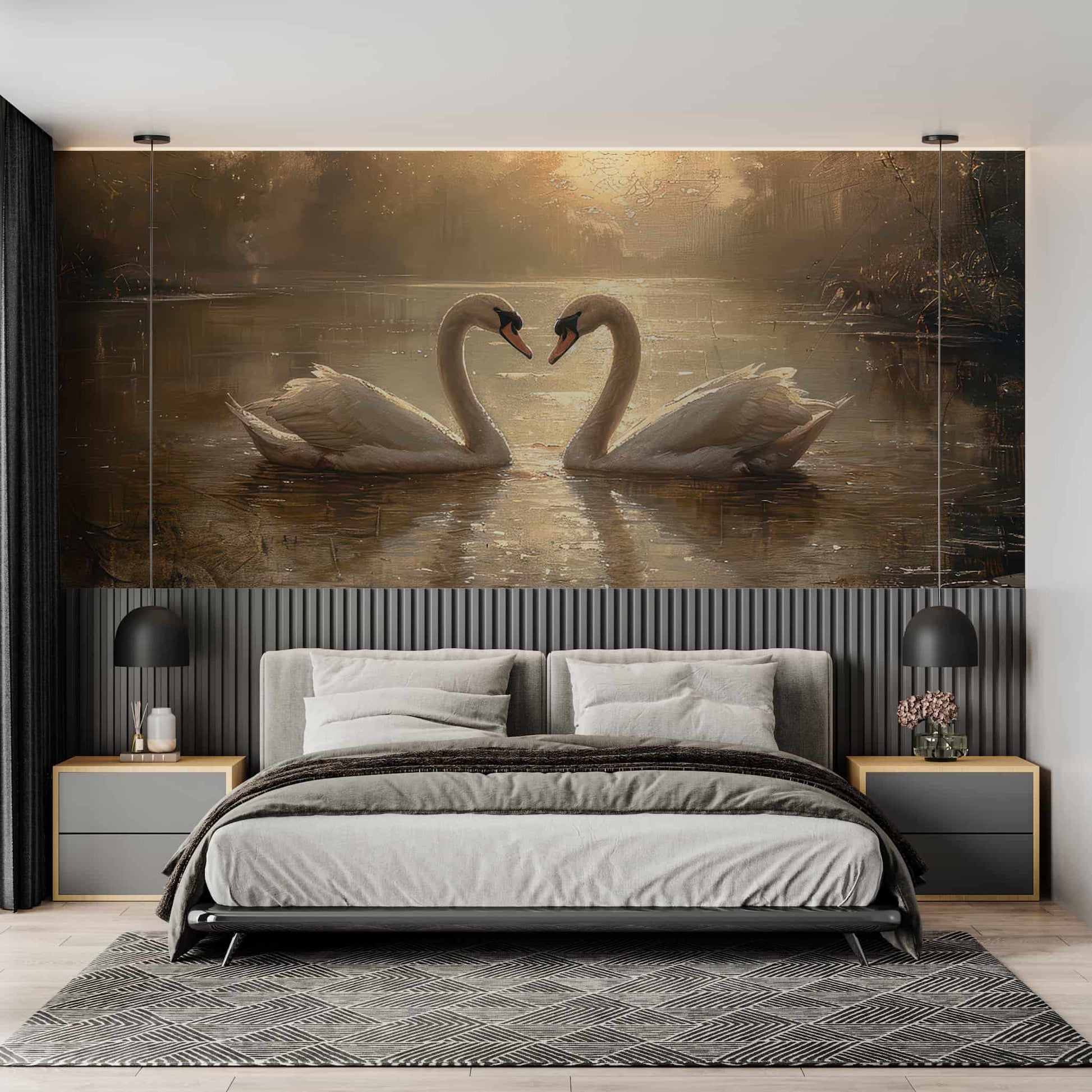 Swans on the Lake Landscape Wall Decal YH-05064