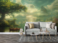 Tree Branch Wallpaper, Tropical Wallpaper, Scenic Lake Mural YD-04045