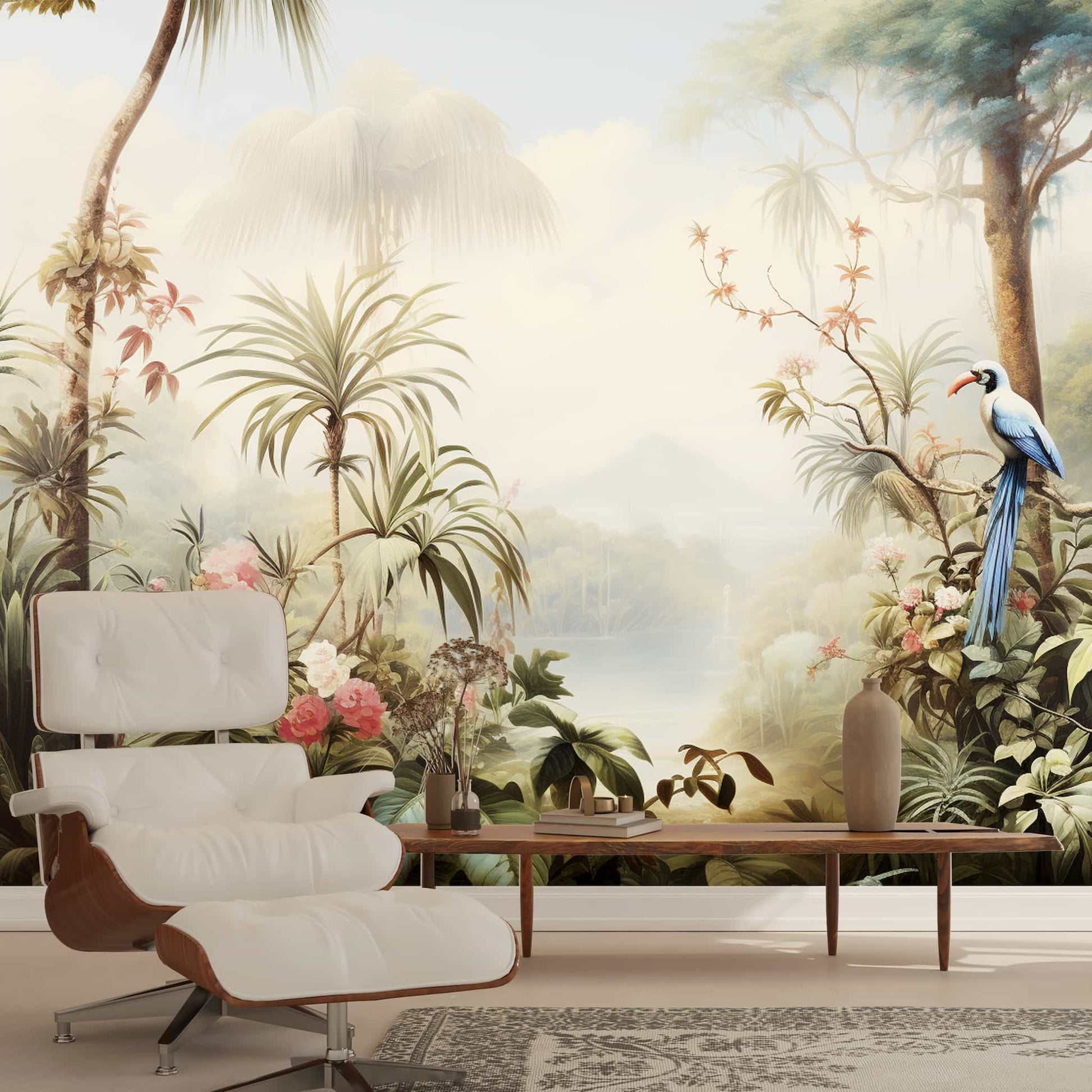 Tropical Jungle Wallpaper Landscape Wall Mural wallpaper peel and stick