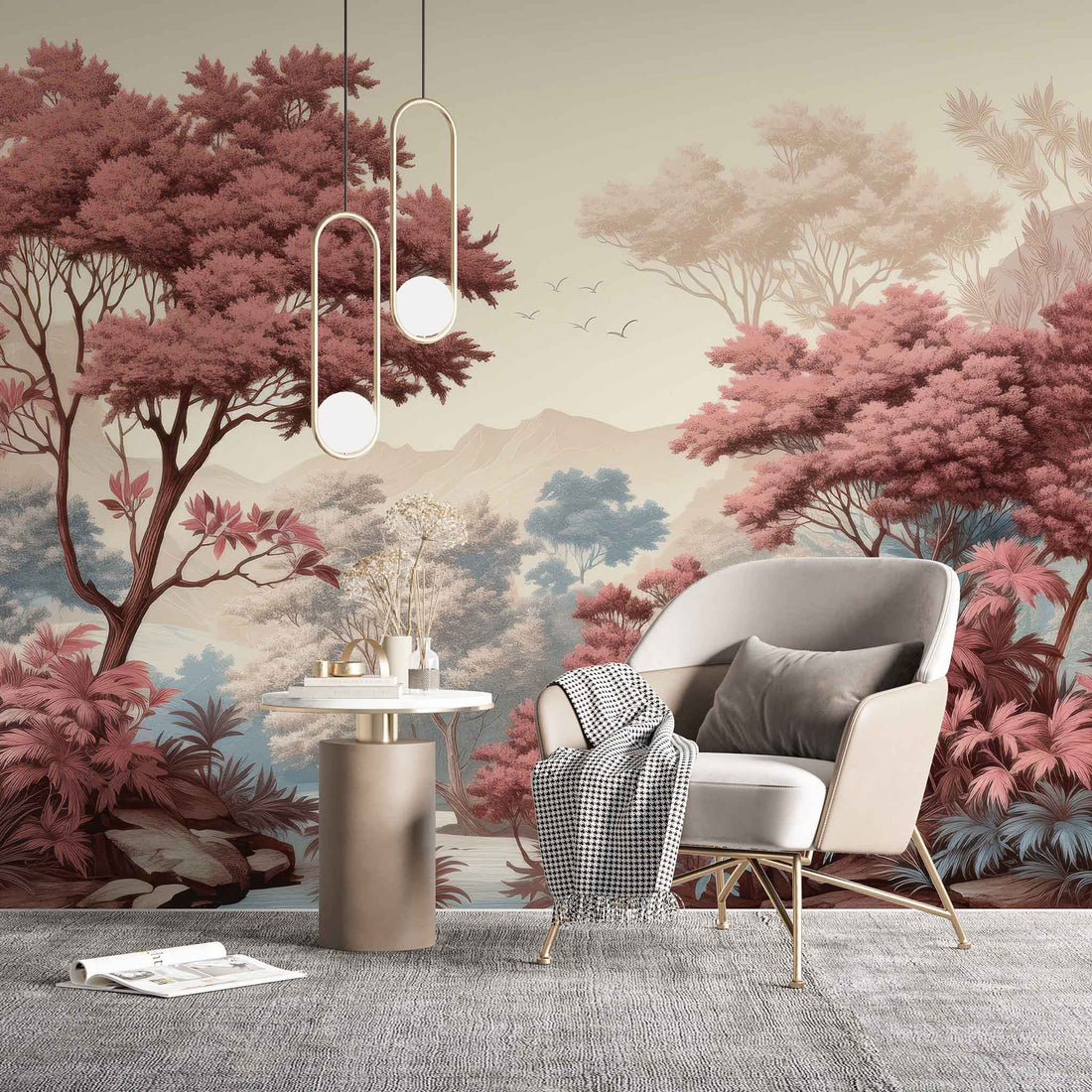 Tropical Jungle Wallpaper, Lush Landscape Mural YD-02403