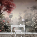 Tropical Pink Tree Wallpaper, Palm Trees Island Wall Decal YD-02376