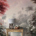 Tropical Pink Tree Wallpaper, Palm Trees Island Wall Decal YD-02376
