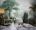 Tropical Wallpaper, Jungle Mural, Palm Trees Island Wall Decal YD-02562