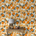 Vibrant Orange Pattern Wallpaper  Watercolor Fruit Art Wall Mural YDT-02546