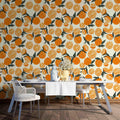 Vibrant Orange Pattern Wallpaper  Watercolor Fruit Art Wall Mural YDT-02546