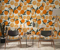 Vibrant Orange Pattern Wallpaper  Watercolor Fruit Art Wall Mural YDT-02546