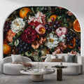 Vintage Botanical Wall Mural, Exotic Fruits and Flowers Wallpaper YF-05109