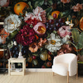 Vintage Botanical Wall Mural, Exotic Fruits and Flowers Wallpaper YF-05109