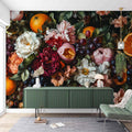 Vintage Botanical Wall Mural, Exotic Fruits and Flowers Wallpaper YF-05109