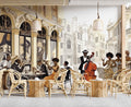 Vintage Cafe Street Wallpaper, Retro Coffee Wall Art YC-30025
