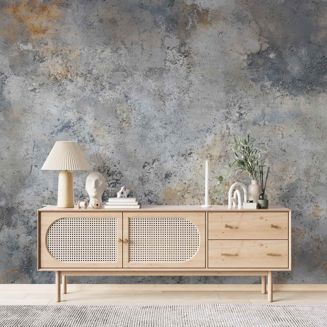 Vintage Gray Plaster Wallpaper, Luxury Stucco Wall Art YS-05086