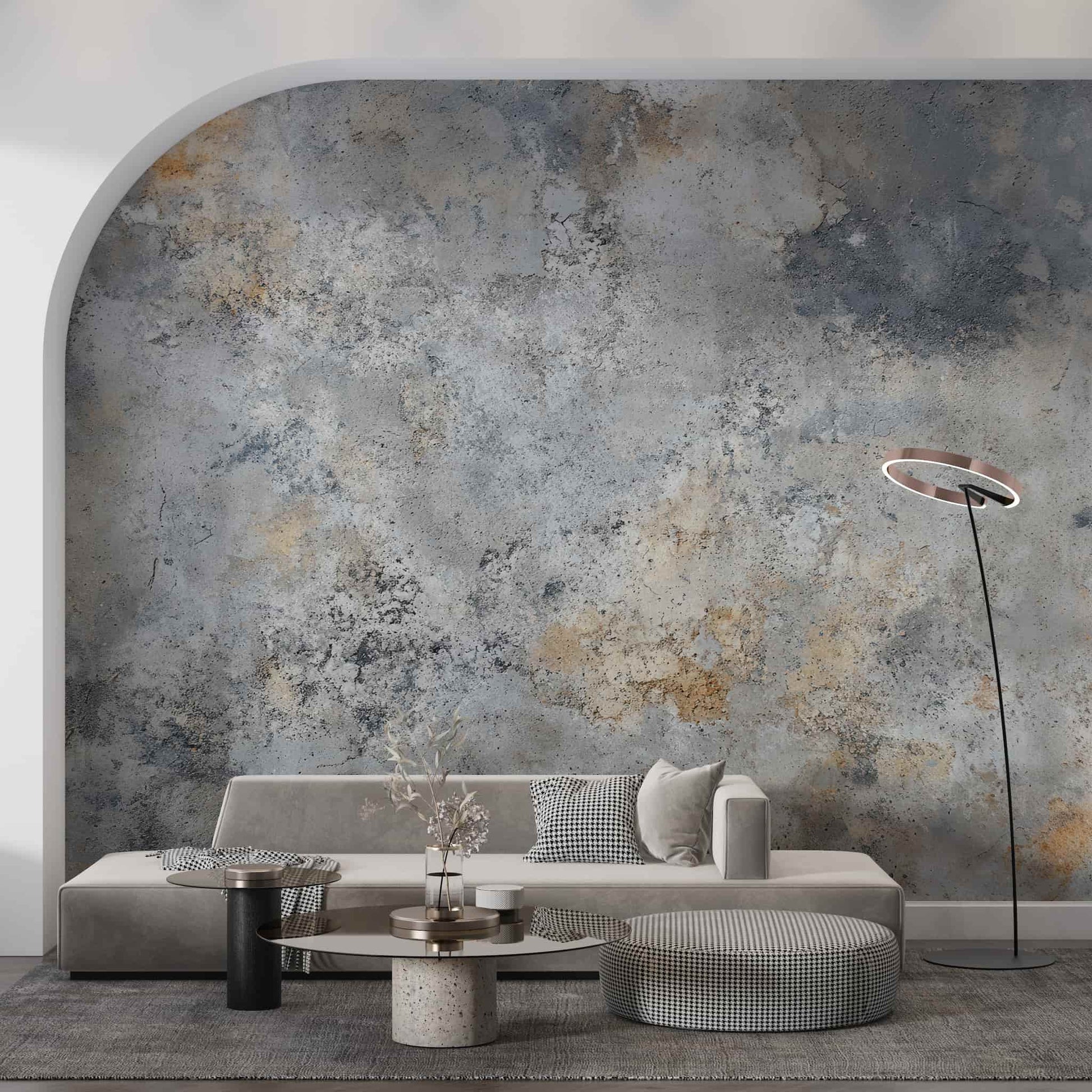 Vintage Gray Plaster Wallpaper, Luxury Stucco Wall Art YS-05086