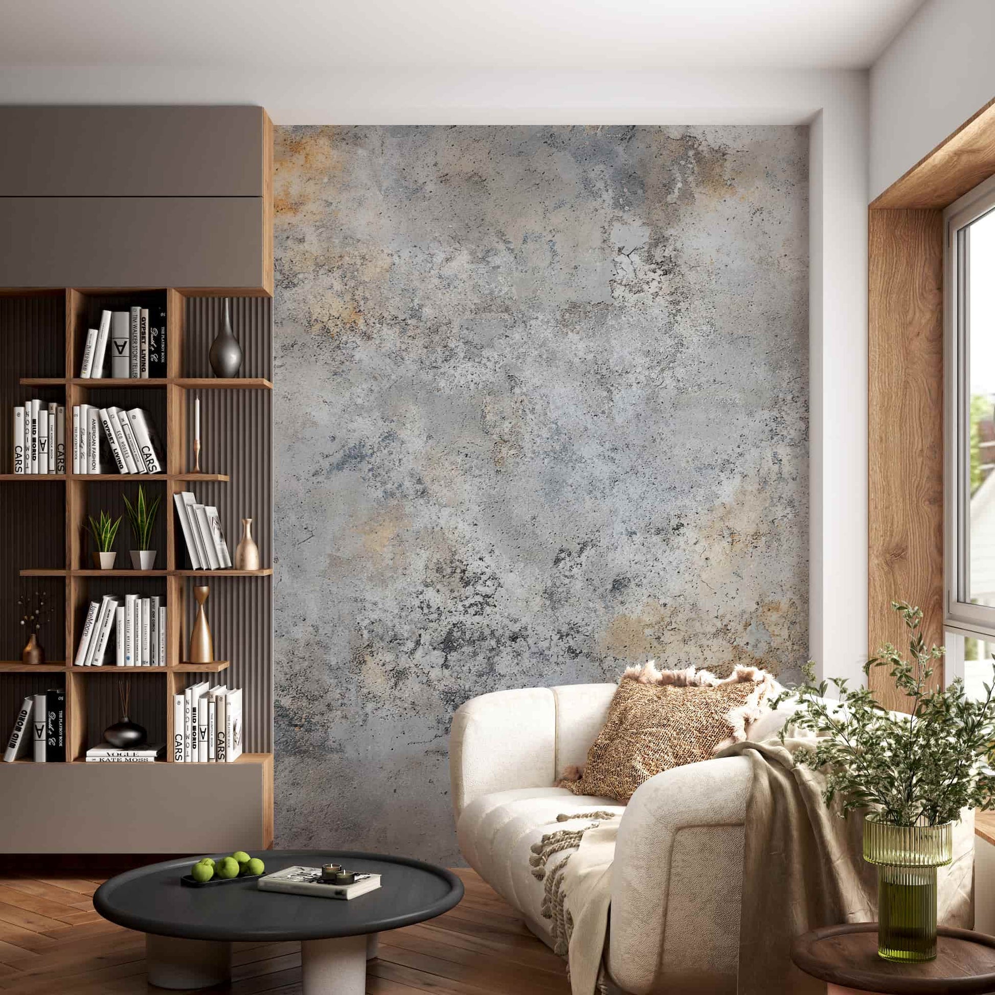 Vintage Gray Plaster Wallpaper, Luxury Stucco Wall Art YS-05086