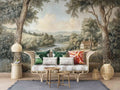 Vintage Landscape Wall Mural, Tree Scenic Wallpaper Art YD-05085