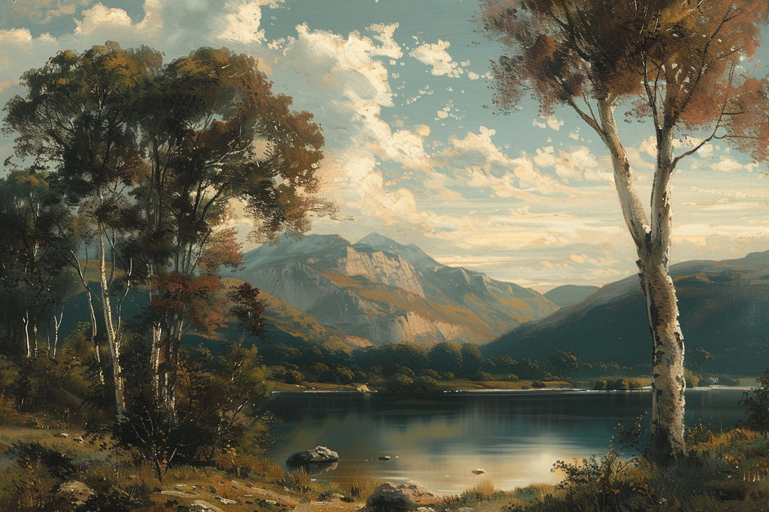 Vintage Landscape Wallpaper, Tree and Mountain Mural YD-04012