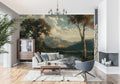 Vintage Landscape Wallpaper, Tree and Mountain Mural YD-04012