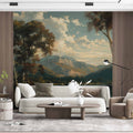 Vintage Landscape Wallpaper, Tree and Mountain Mural YD-04012