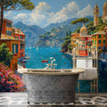 Vintage Portofino Landscape Wallpaper Oil Painting Wall Decal YD-05044