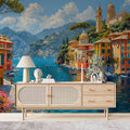 Vintage Portofino Landscape Wallpaper 