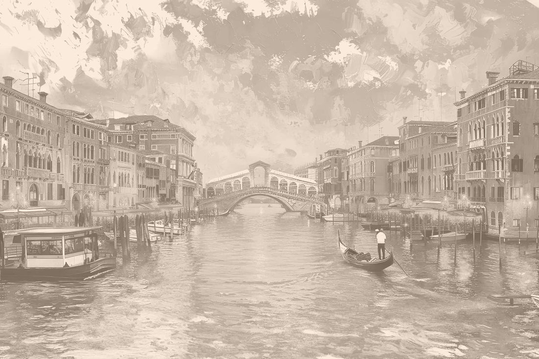 Vintage Rialto Bridge Landscape Wallpaper, Historical Landscape YD-05033