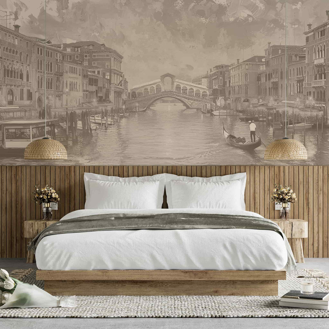 Vintage Rialto Bridge Landscape Wallpaper, Historical Landscape YD-05033