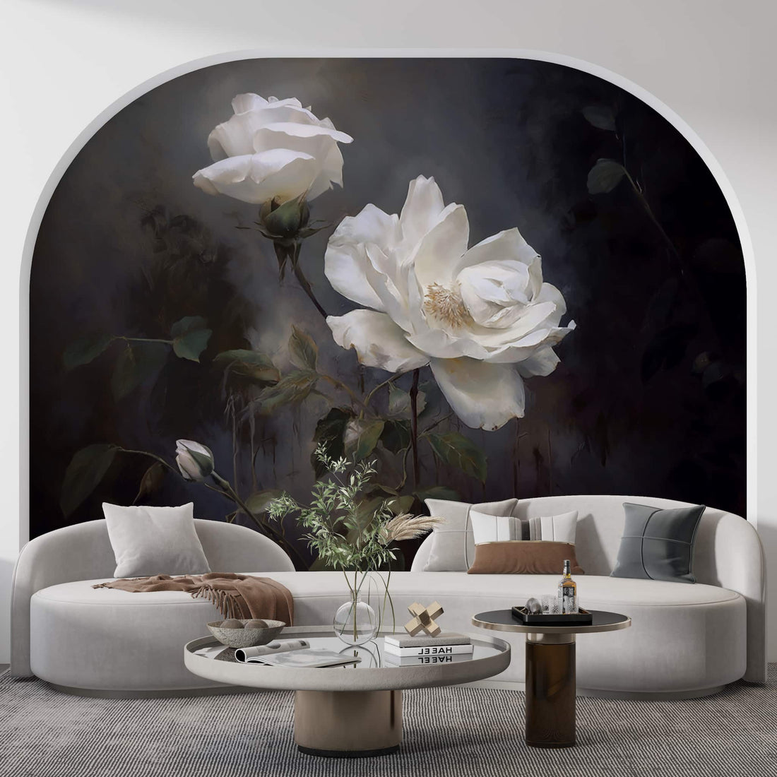 Vintage Rose Wallpaper, Abstract Watercolor Flowers Wall Decal YF-05062