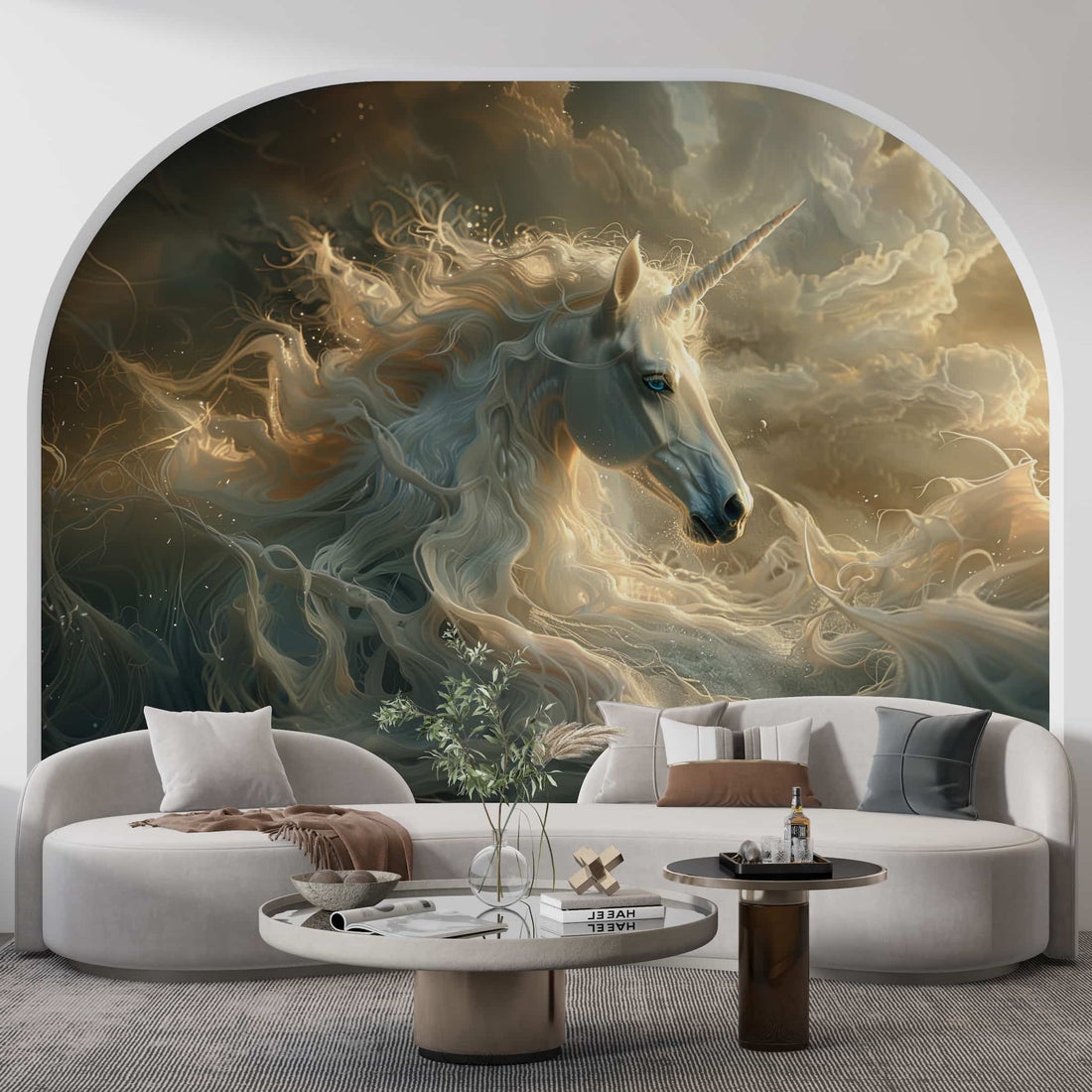 Vintage Unicorn Magical Horse Wallpaper, Scenic Fairytale Mural YH-30012
