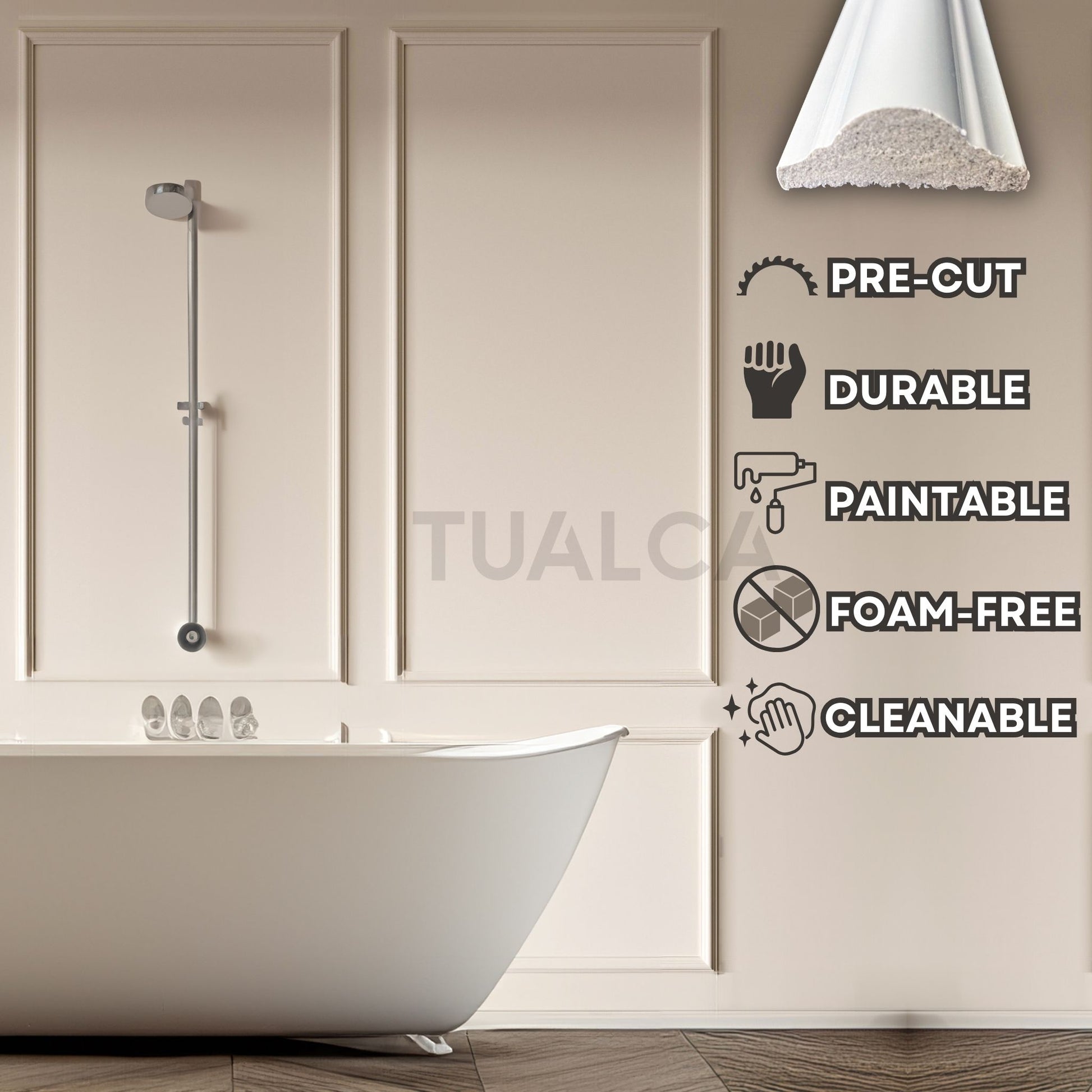 ‎Wall Molding Peel and Stick Panel, Precut Wall Trim Kit CST-01A trim moulding