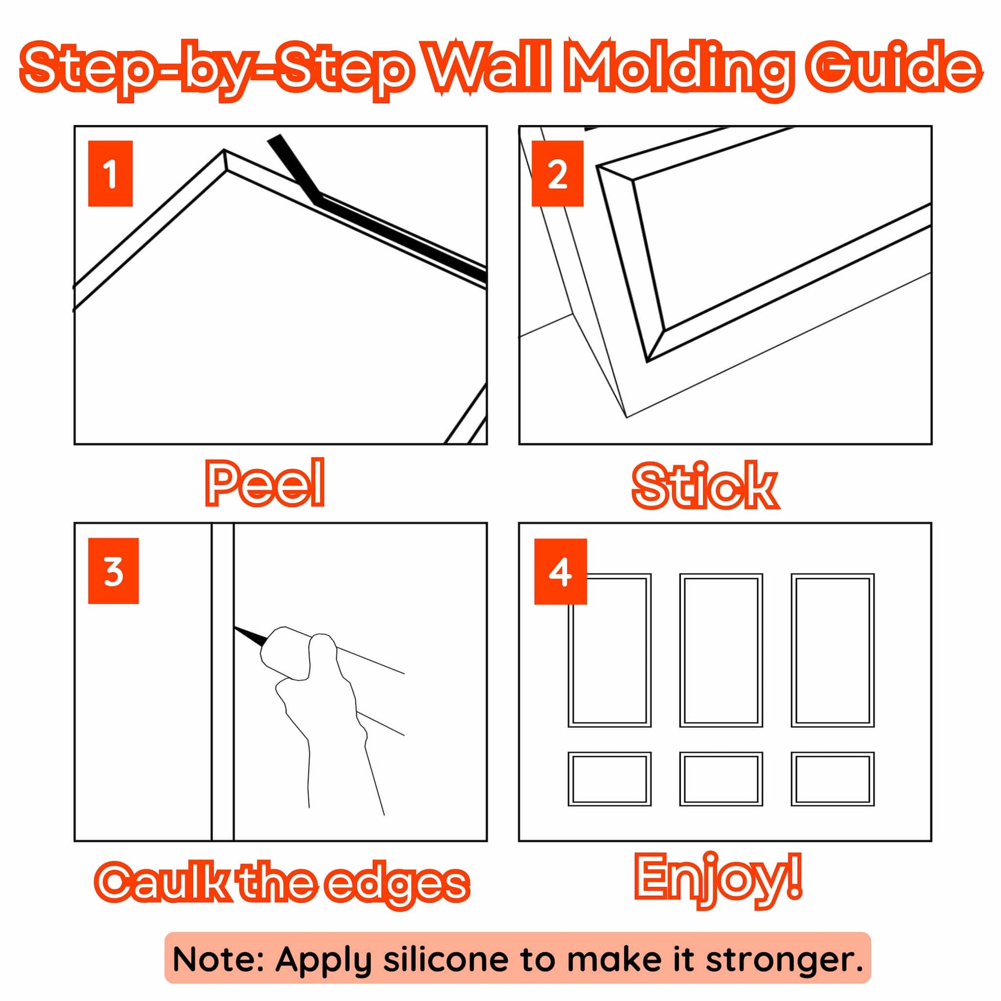 ‎Wall Molding Peel and Stick Panel, Precut Wall Trim Kit CST-01A
