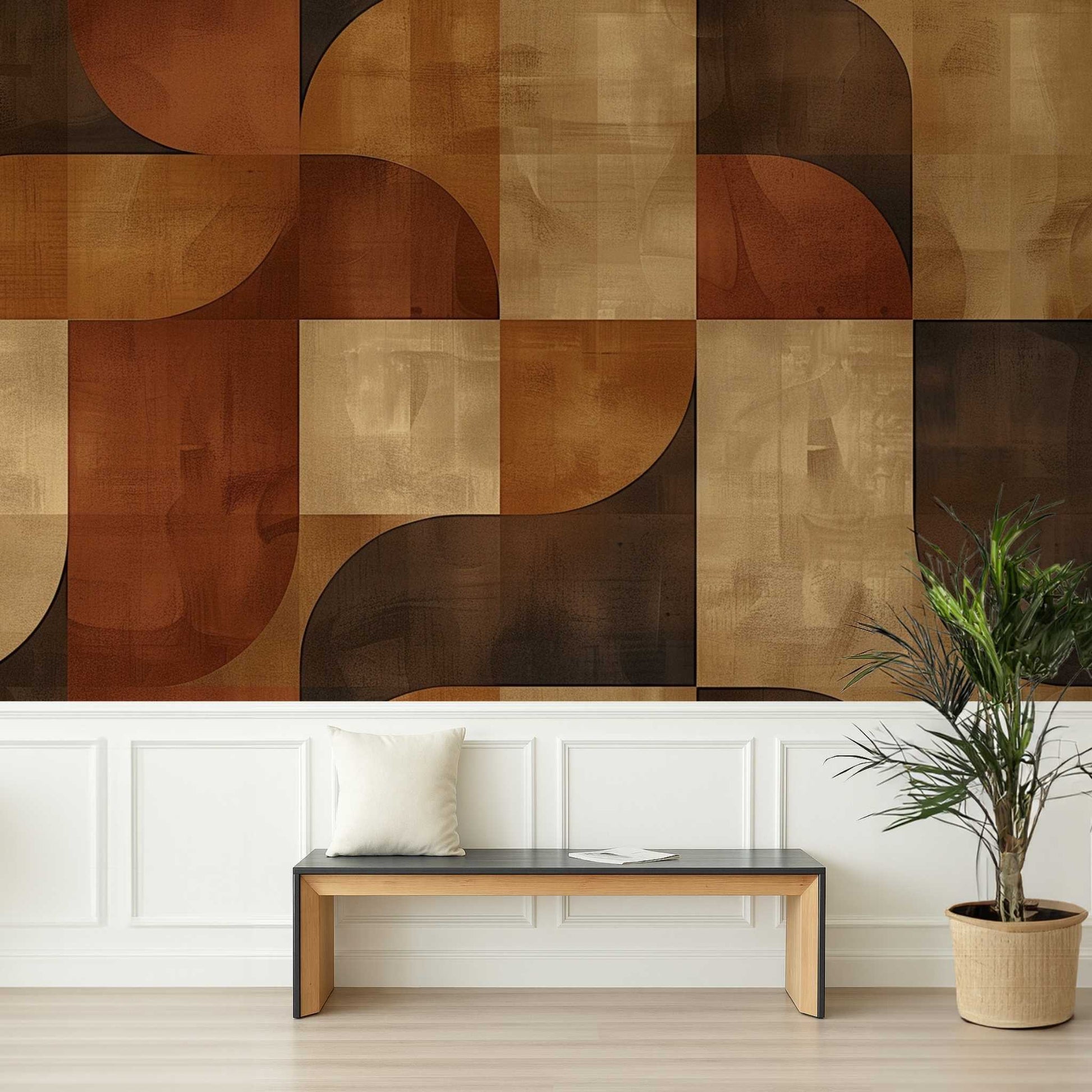 Warm Earth Tones Geometric Wallpaper Retro Geometric Arches Wallpaper YMO-06017