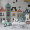 Watercolor Buildings Wallpaper for Kids Room | YCO-02561