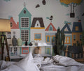 Watercolor Buildings Wallpaper for Kids Room | YCO-02561 wallpaper peel and stick