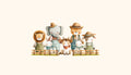 Watercolor Farm Animals Wallpaper | Cute Nursery Wall Mural YCO-05012