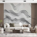 White Lines Minimalist Wallpaper  3D Embossed Look Mural YMO-05056