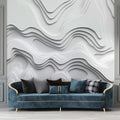 White Lines Minimalist Wallpaper  3D Embossed Look Mural YMO-05056