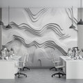 White Lines Minimalist Wallpaper  3D Embossed Look Mural YMO-05056
