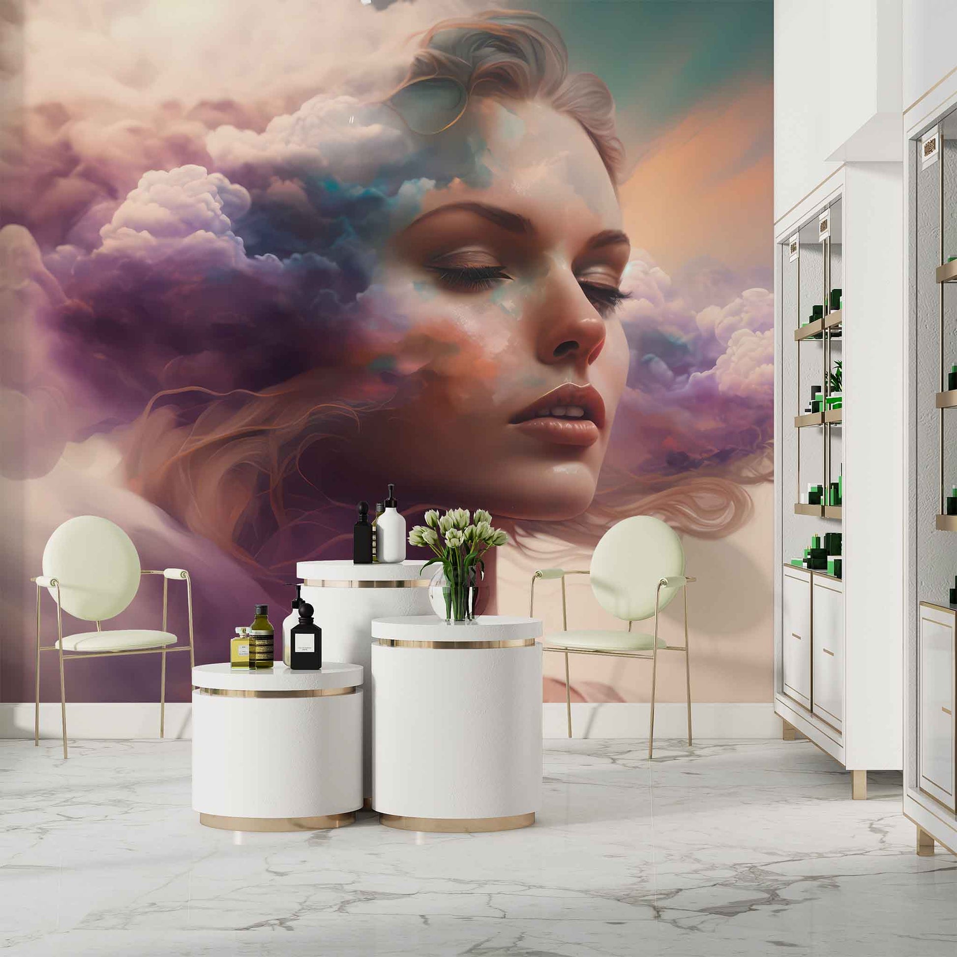 Women and Clouds Abstract Wallpaper  Artistic Wall Decor YS-00019