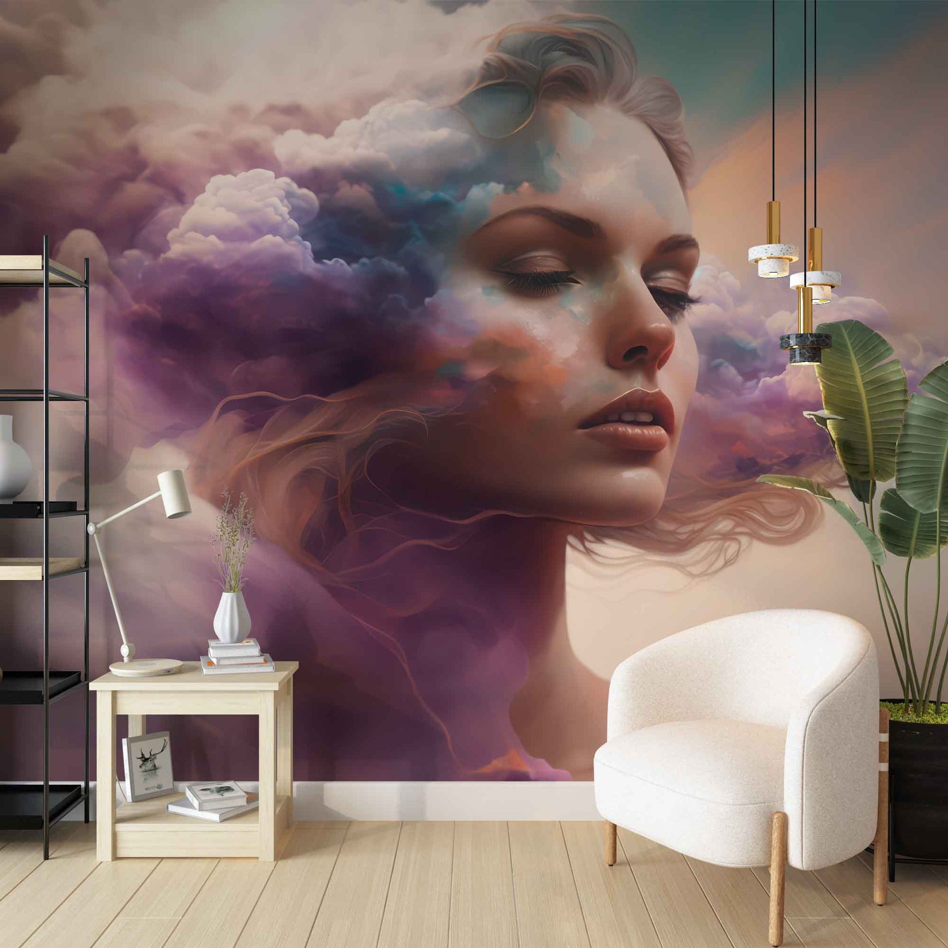 Women and Clouds Abstract Wallpaper  Artistic Wall Decor YS-00019