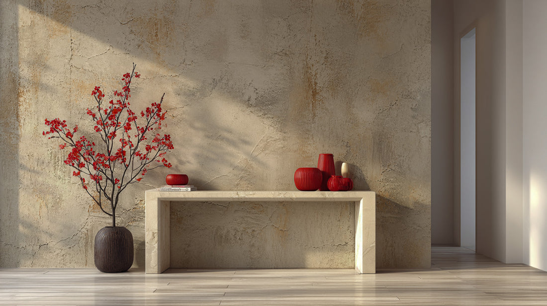Custom Design Beige Plaster Textured Wallpaper | Concrete Wall Mural YS-06043