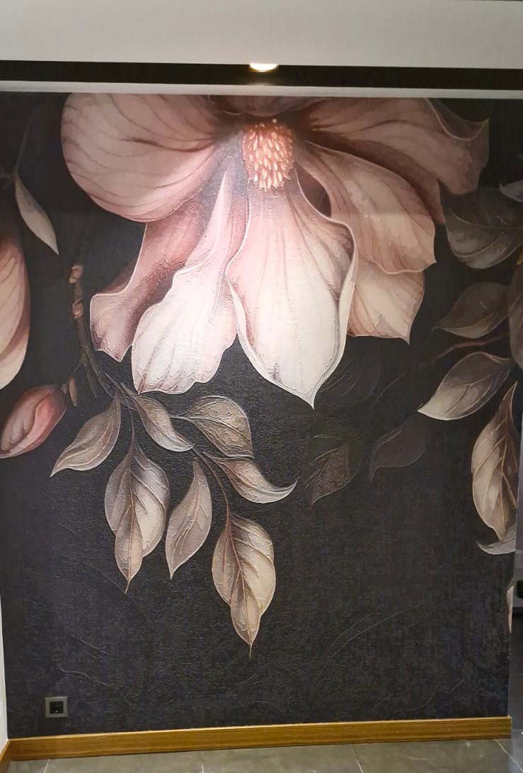 Genuine floral relief with elegant depth.