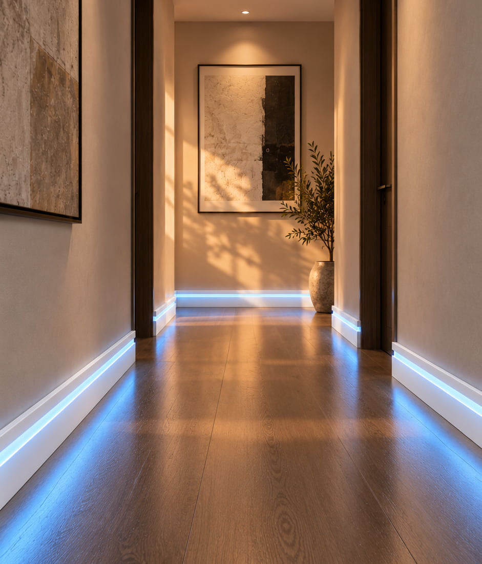 ASL-006 LED Skirting Board with Lid, Removable Front Lid, LED Channel, Modern Polymer Skirting Board