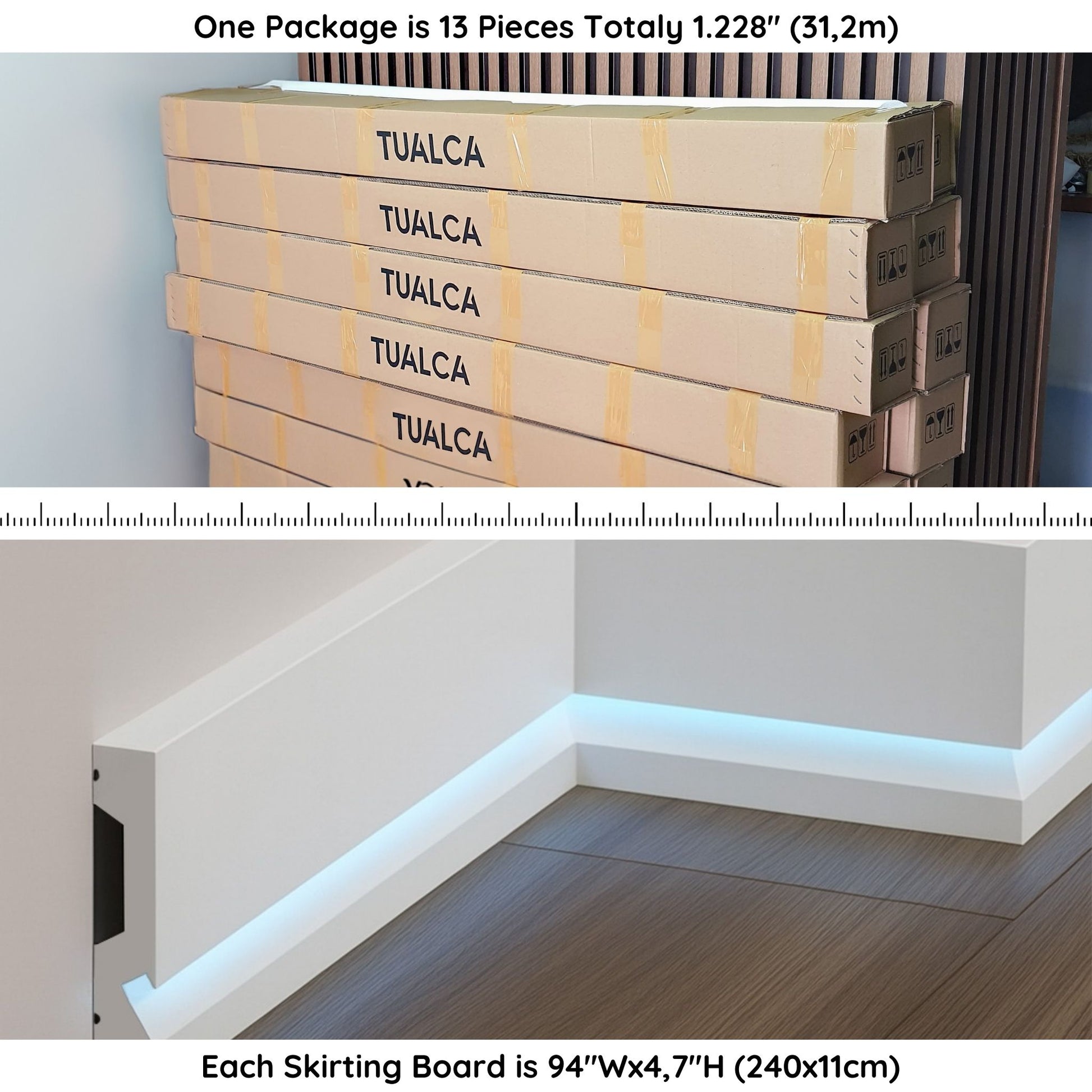 Polymer Skirting Molding with Led Duct ASL-003 (3.9" Height) 
