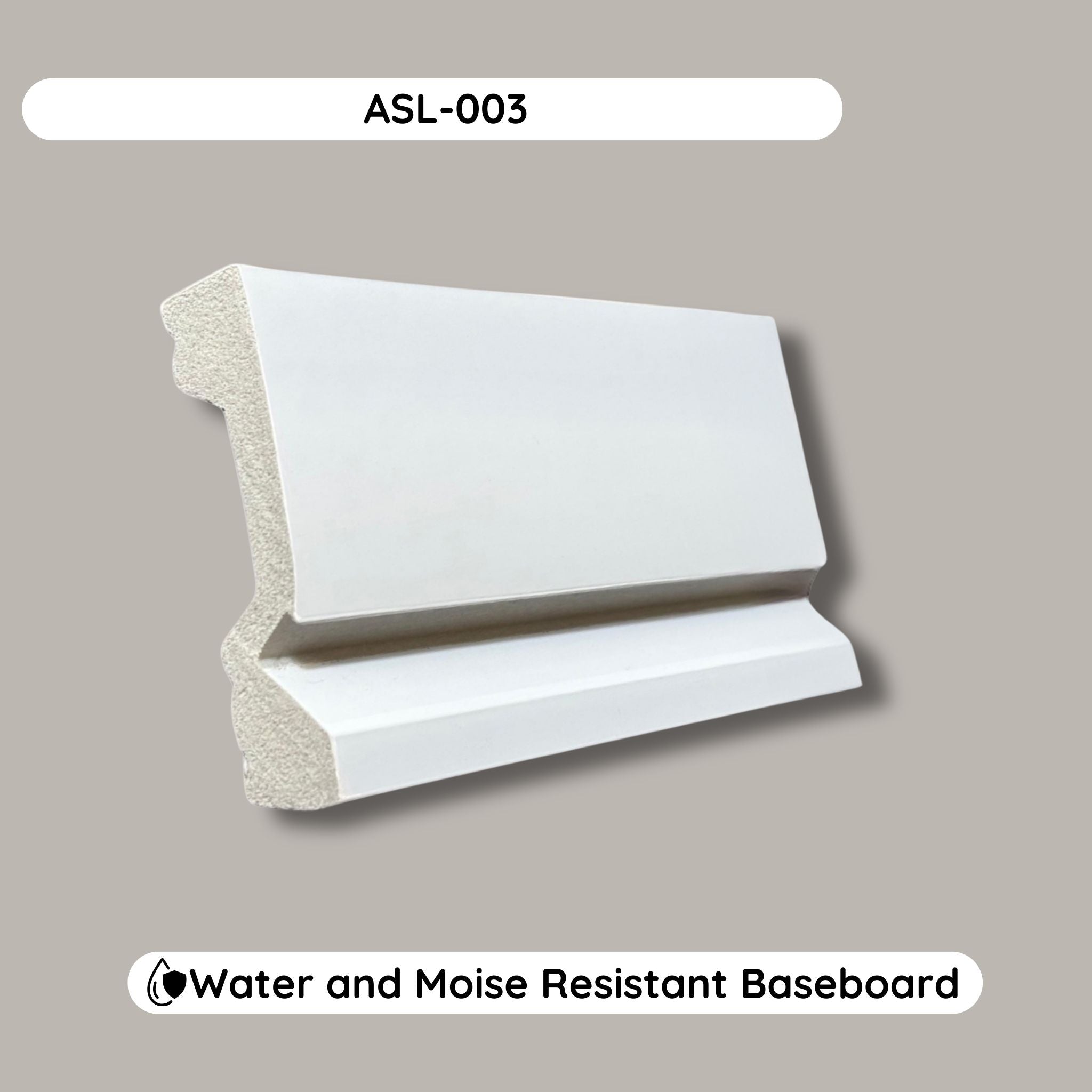 LED Skirting Board ASL-003 | Polymer Baseboard Trim with LED Channel