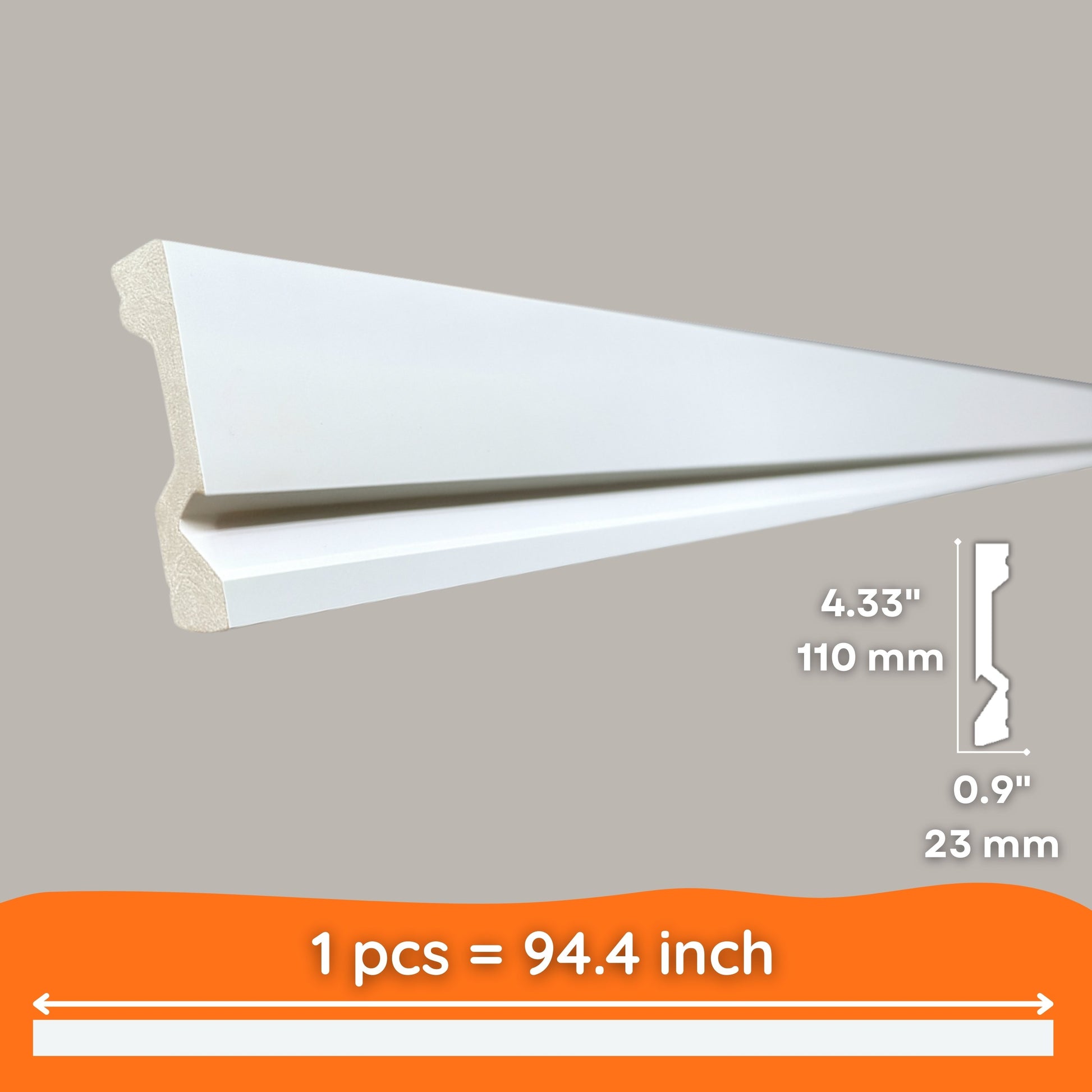 Polymer Skirting Molding with Led Duct ASL-003 (3.9" Height) 
