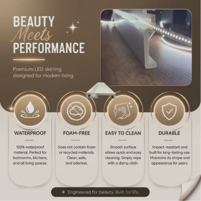Covered LED Baseboard Trim ASL-006 Modern Polymer Skirting Board with Front Cover LED Channel