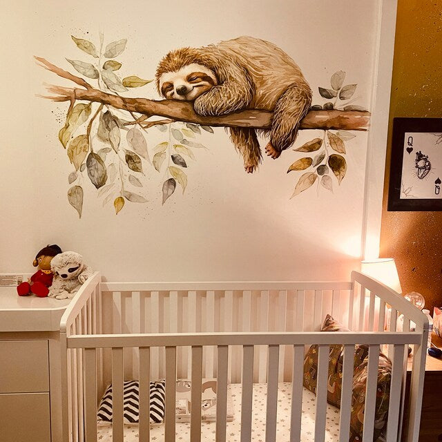 A Dreamy Nursery Touch: Sweet Sloth Wall Mural
