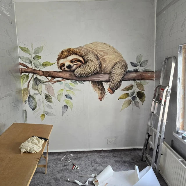 Hassle-Free Transformation: A Charming Sleeping Sloth Mural