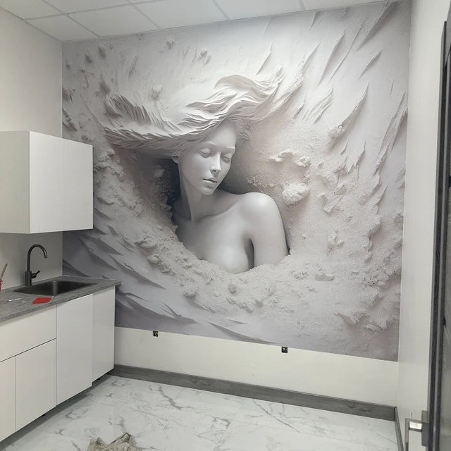 Serene Sophistication: A Realistic 3D Illusion Spa Mural